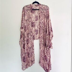 Ecote Pink Floral Print Lightweight Kimono Tunic